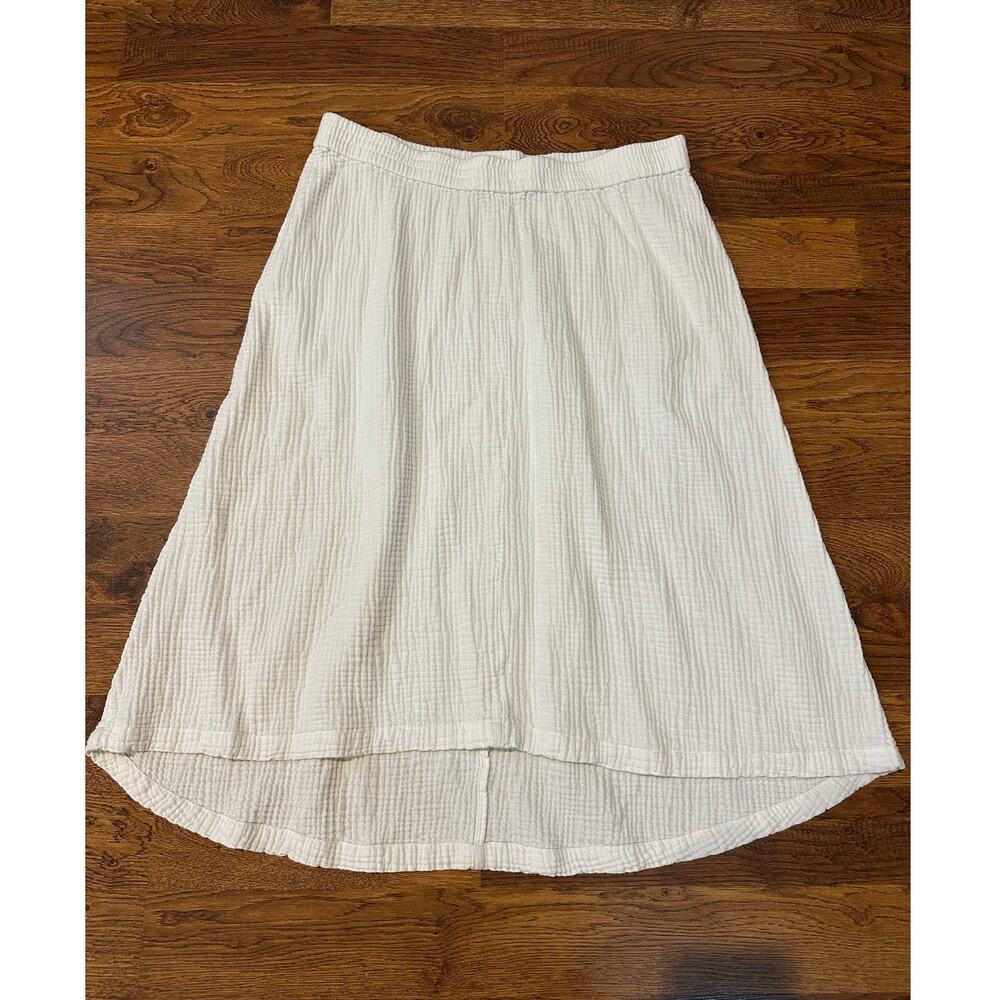 J. Jill 100% Cotton A-Line Midi Skirt Women’s XL White Minimalist Beach Style